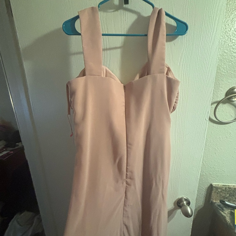 David's Bridal Pale Blush Square-Neck Bridesmaid Dress